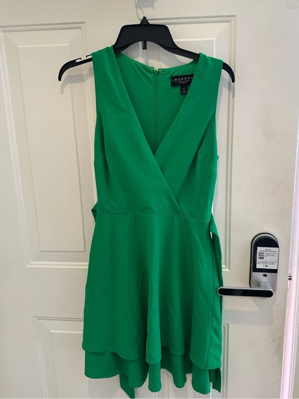 Laundry By Shelli Segal Emerald Green V-Neck RuffleDress